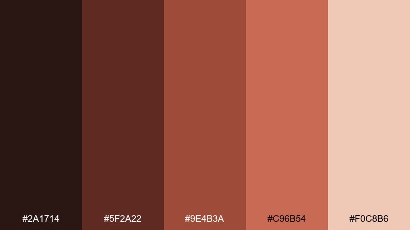 smoked terracotta volcano color palette with hex codes
