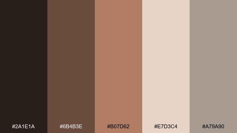smoked topaz glamorous color palette with hex codes