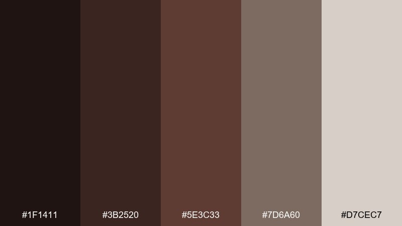 smoked walnut chocolate brown color palette with hex codes