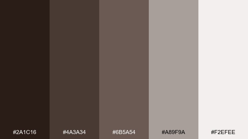 smoky cocoa gray chocolate color palette with hex codes