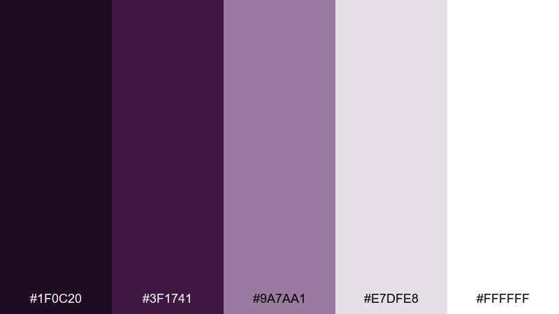 smoky lavender minimal eggplant color palette with hex codes