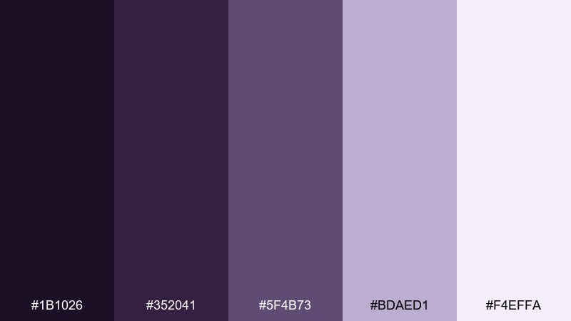 smoky lilac dark violet color palette with hex codes