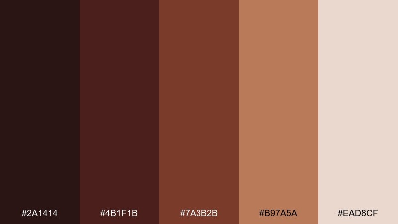 smoky mahogany color palette with hex codes