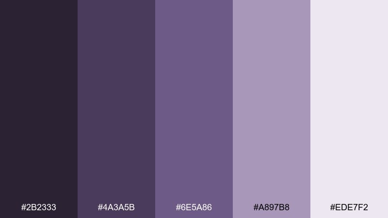 smoky orchid violet purple color palette with hex codes