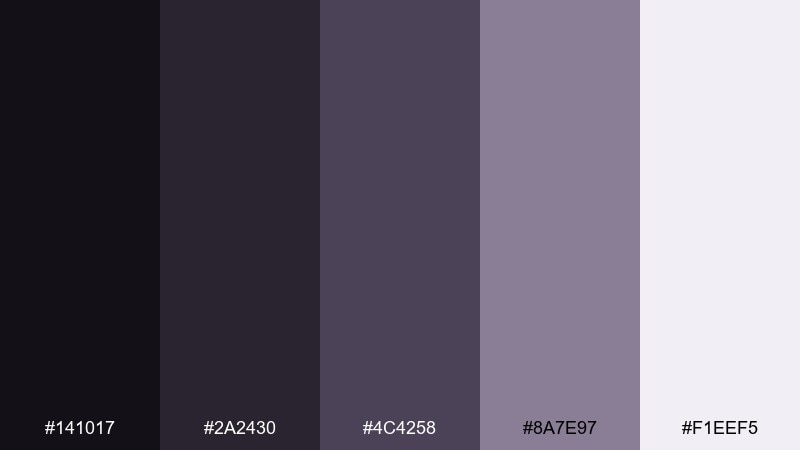 smoky violet gray color palette with hex codes