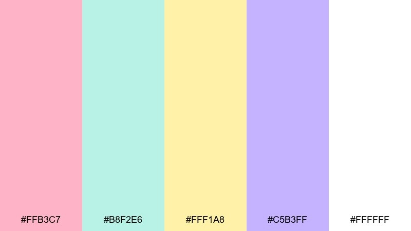 snack pack pastels color palette with hex codes
