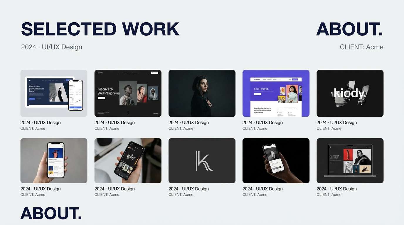 minimal portfolio website layout