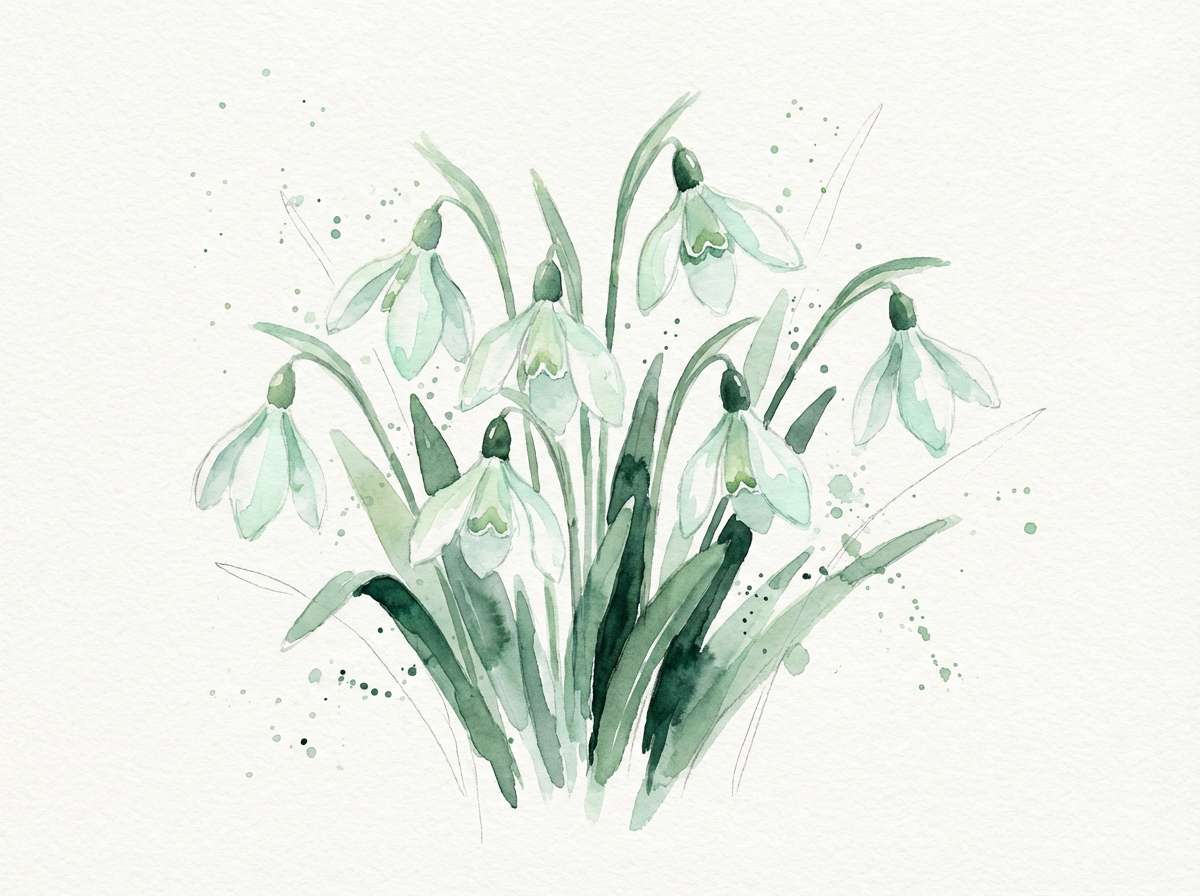 snowdrop watercolor botanical art