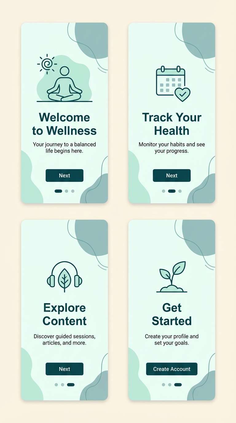 wellness onboarding ui screens