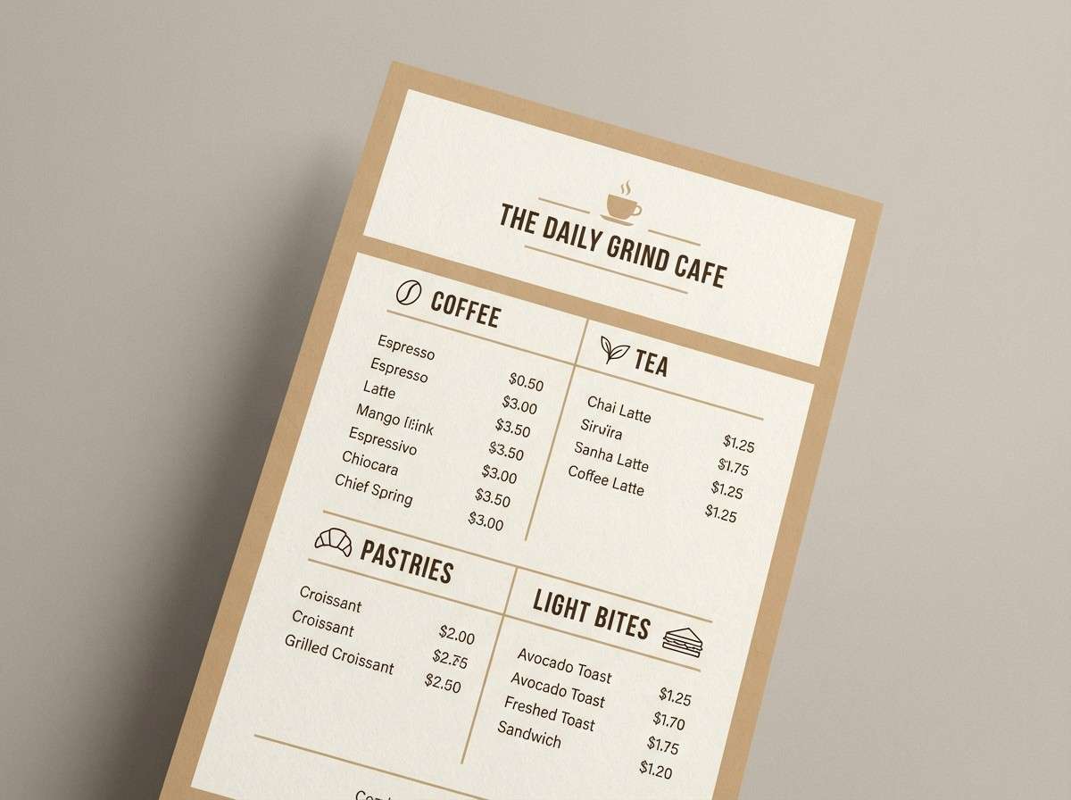 cozy cafe menu design