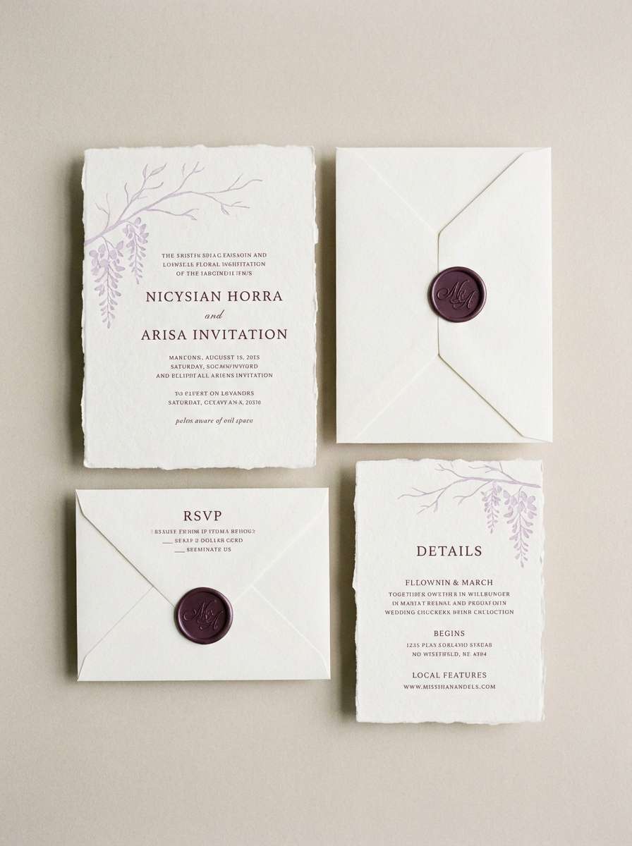 lavender wedding invitation suite
