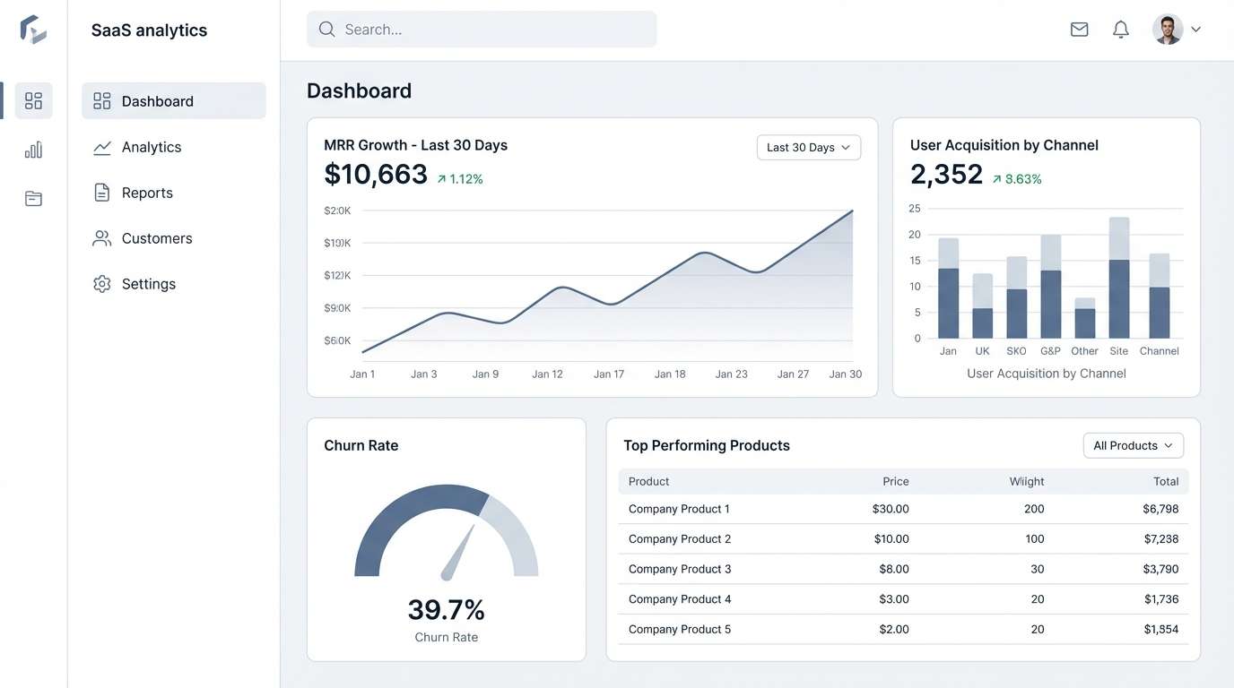 clean saas dashboard ui