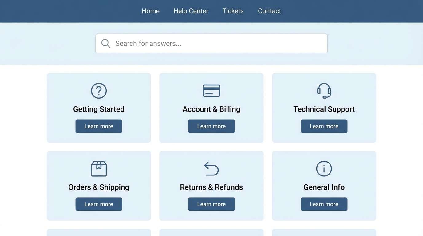 help center ui mockup