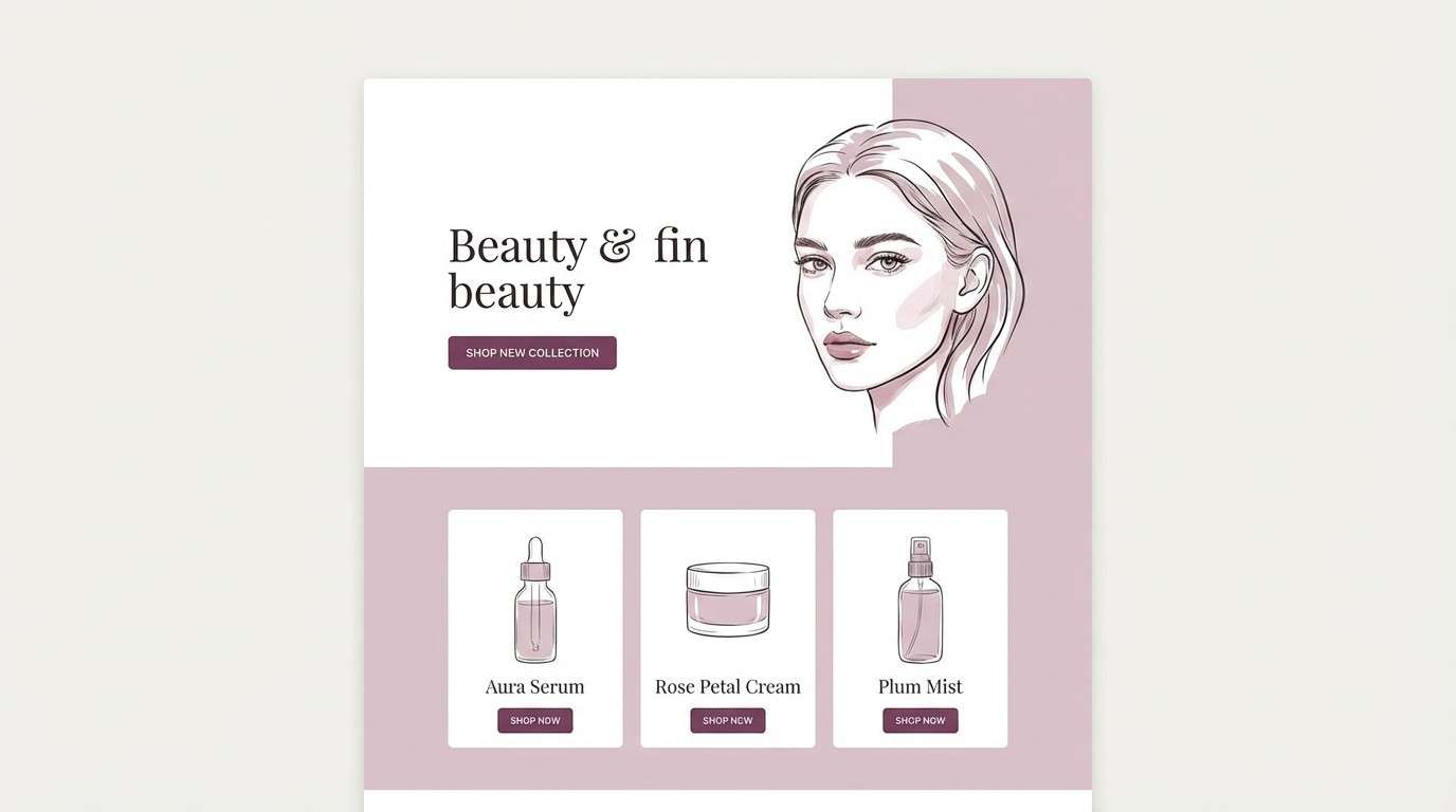 beauty landing page ui