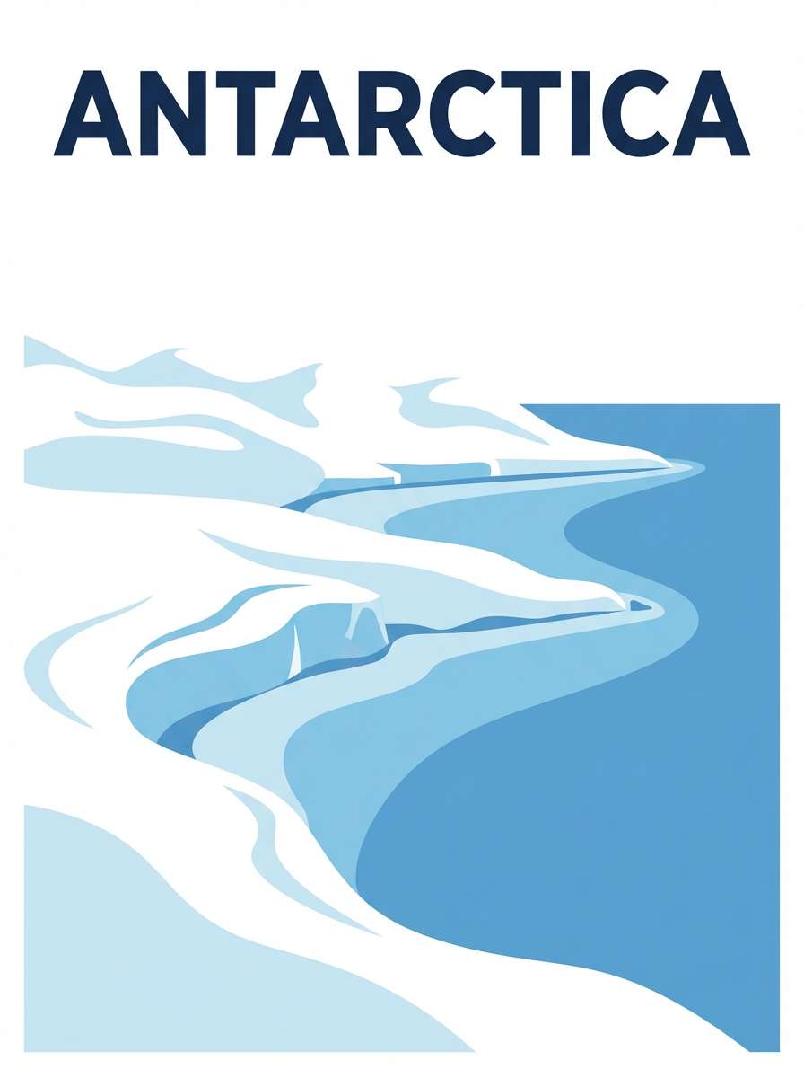 travel poster in ocean blues