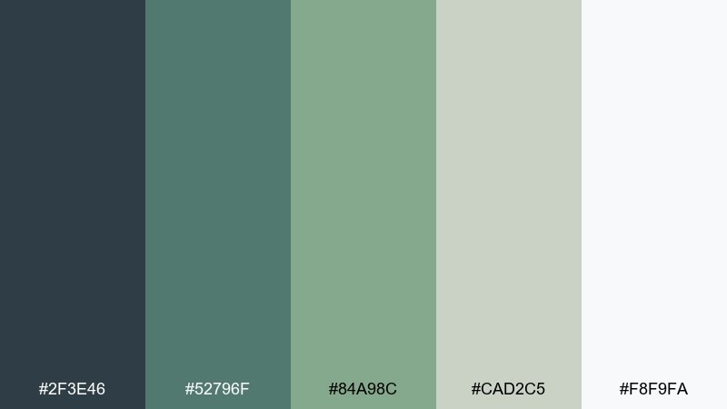 snowy sage new year color palette with hex codes