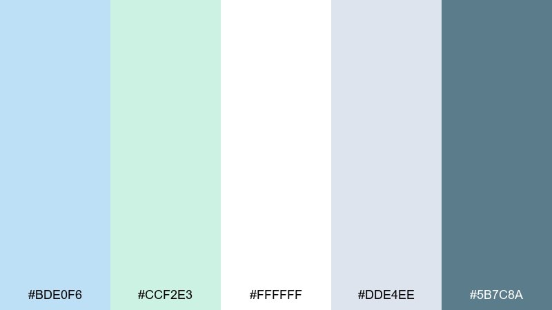 snowy seafoam icons blue pastel green color palette with hex codes