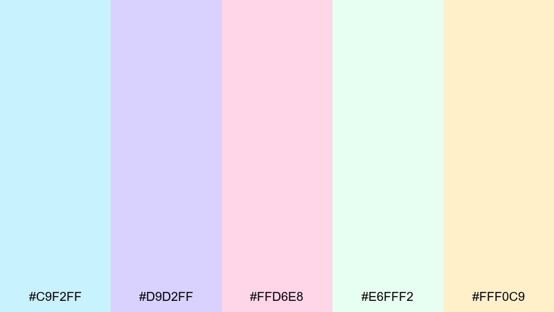 soapfilm pastels bubbles color palette with hex codes