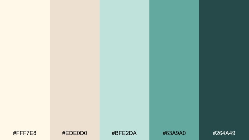 soft aqua spa white ivory color palette with hex codes