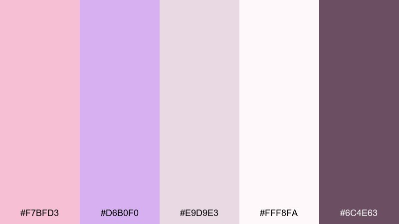 soft ballet core lavender pink color combination with hex codes