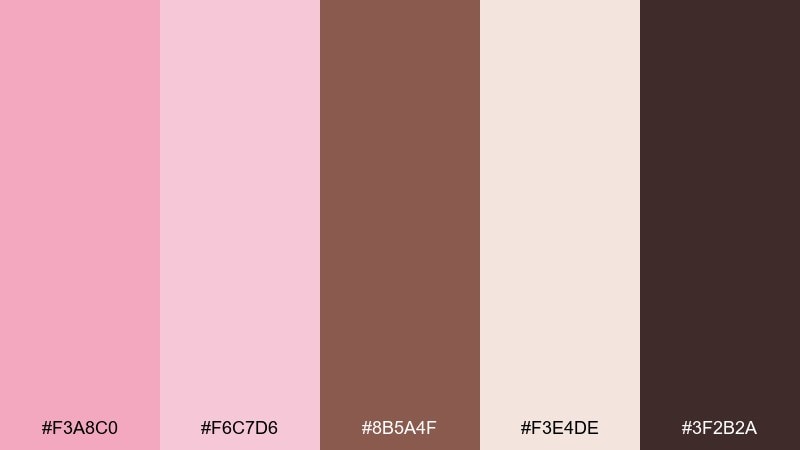 soft berry and cocoa color palette with hex codes