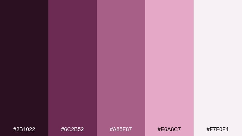 soft berry clay purple pink color palette with hex codes