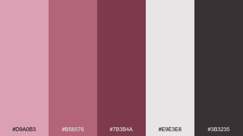 soft berry gray love color palette with hex codes