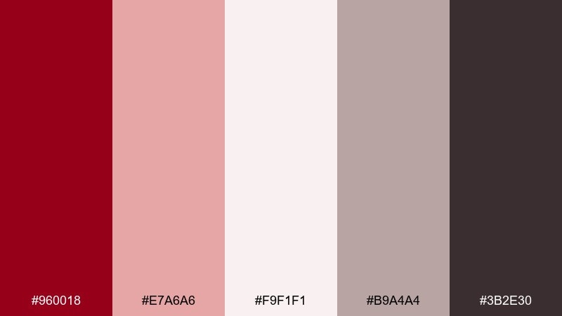 soft blush and carmine carmine color palette with hex codes