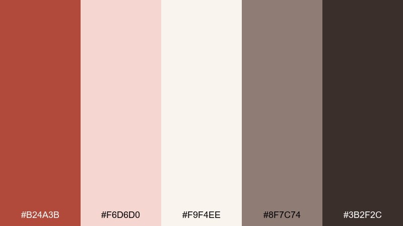 soft blush brick brick red color palette with hex codes