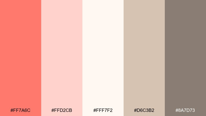 soft bridal blush bittersweet color palette with hex codes