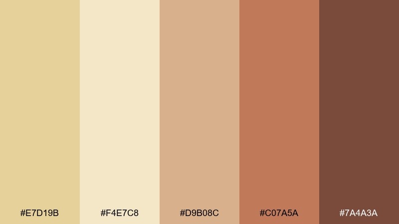 soft citrus clay pale gold color palette with hex codes