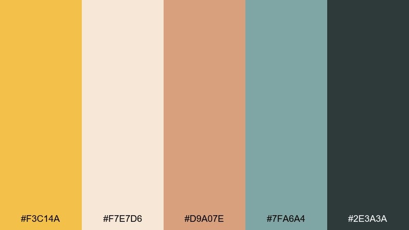 soft clay and sky saffron color palette with hex codes