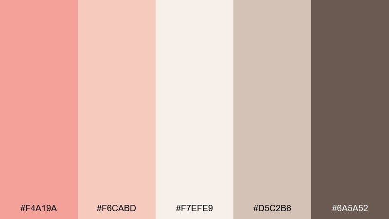 soft clay neutrals salmon peach color palette with hex codes
