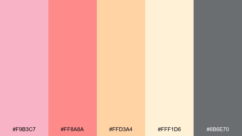 soft coral sunrise color palette with hex codes