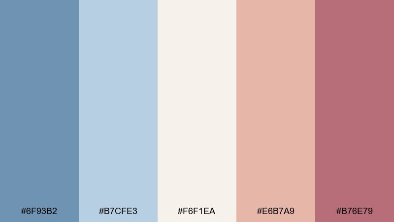 soft denim bouquet blue rose gold color palette with hex codes