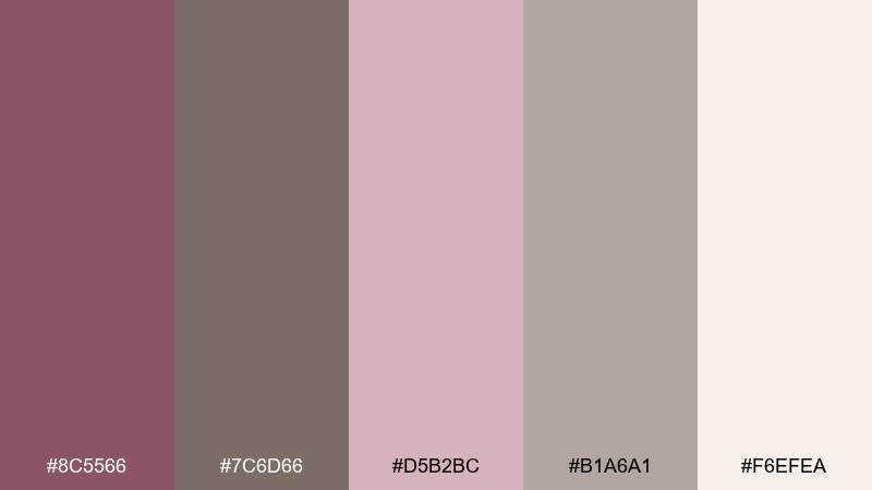 soft garnet accent mauve taupe color palette with hex codes
