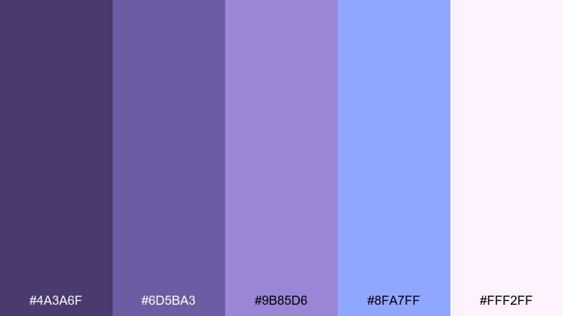 soft heliotrope color palette with hex codes