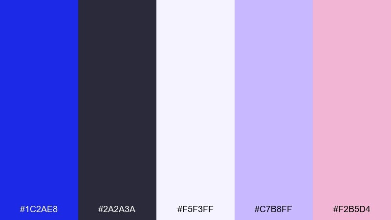 soft lavender dusk ultramarine blue color palette with hex codes