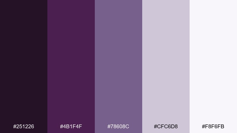 soft lilac workspace eggplant color palette with hex codes