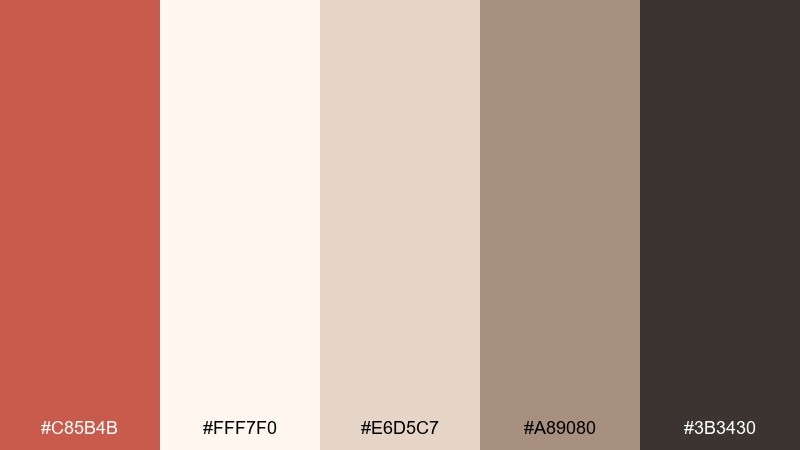 soft linen dark coral color palette with hex codes