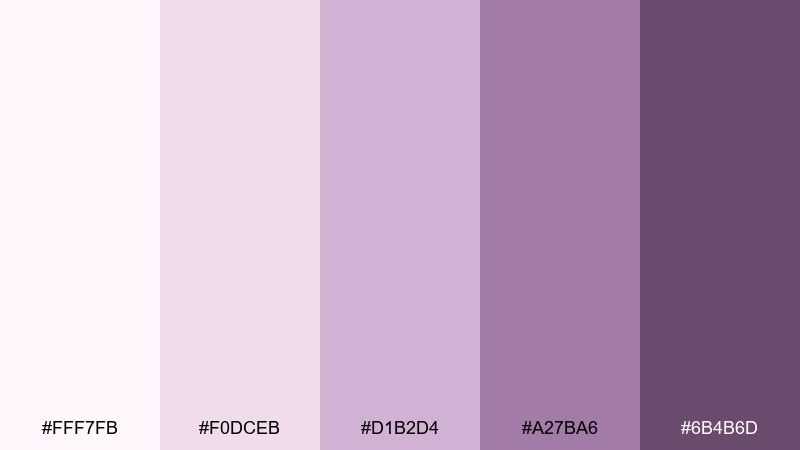 soft mauve wedding violet color palette with hex codes