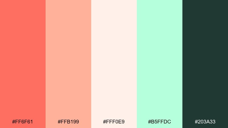 soft neon melon melon color palette with hex codes