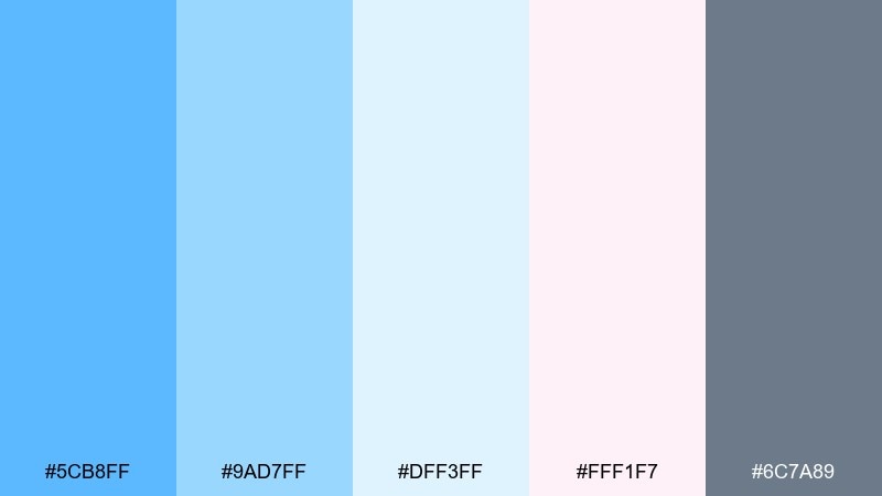 soft nursery sky azure color palette with hex codes