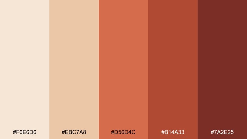 soft paprika beige red color palette with hex codes