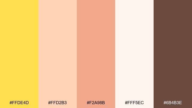 soft peach tea daffodil color palette with hex codes