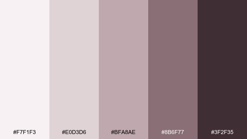 soft pewter rose color palette with hex codes