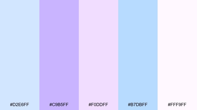 soft plum daylight pastel blue purple color palette with hex codes