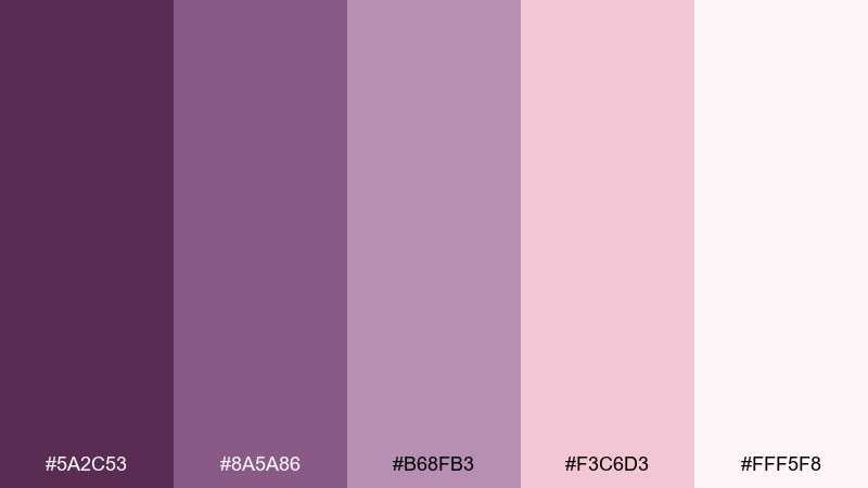 soft plum kids pastel purple plum color palette with hex codes