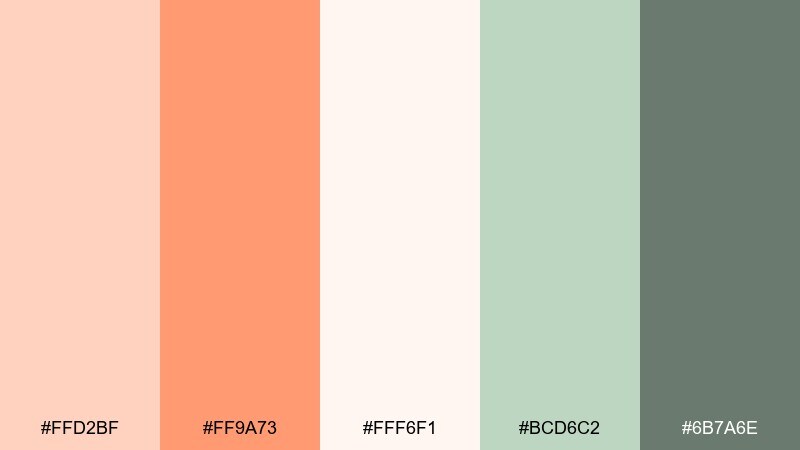 soft pumpkin and sage color palette with hex codes