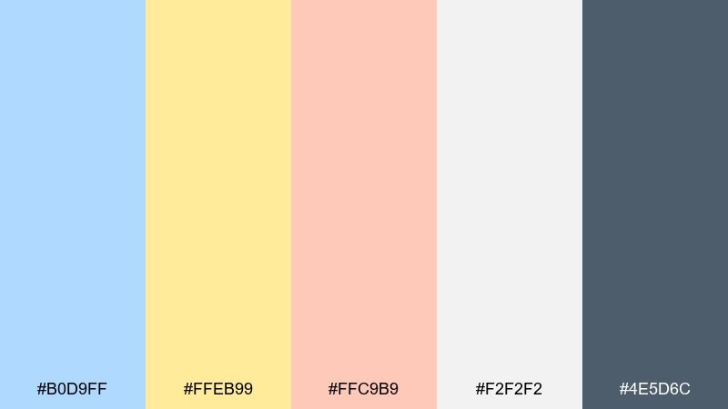 soft retro diner pastel blue yellow color palette with hex codes